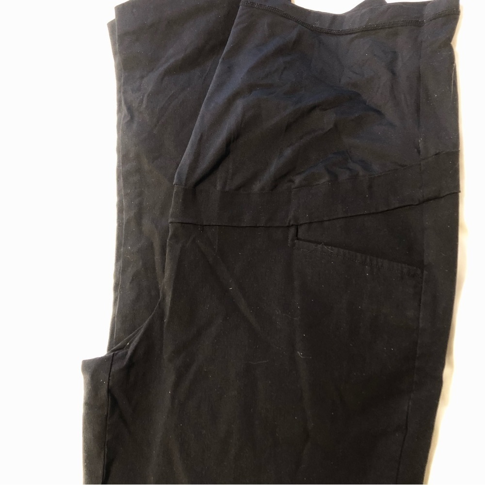 Stork & Babe XL Black Maternity High Rise Panel Straight Leg Pants Pockets - Picture 6 of 16